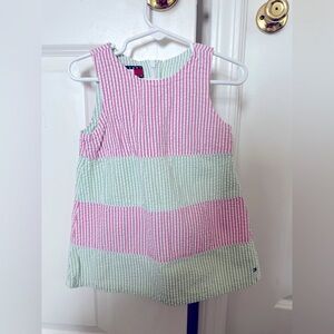 Tommy Hilfiger Girls Tank Green and Pink Gingham Dress | 18-24 Months